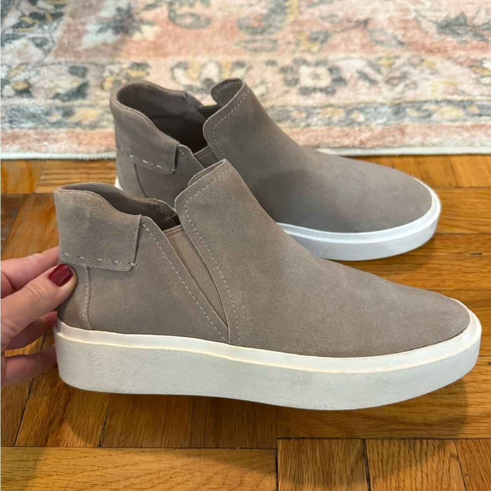 Gray Suede Slip-On Sneakers